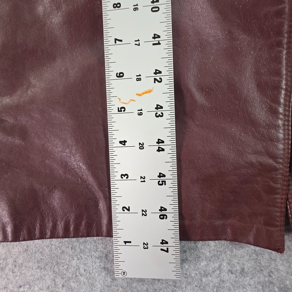 Vintage Etienna Aigner Jacket Womens 8 Oxblood Red Leather Trench Coat 90s - Picture 10 of 16